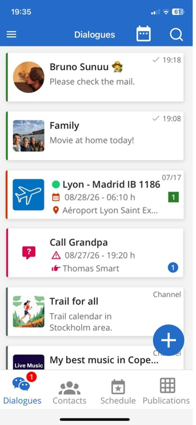 Dialogs screen